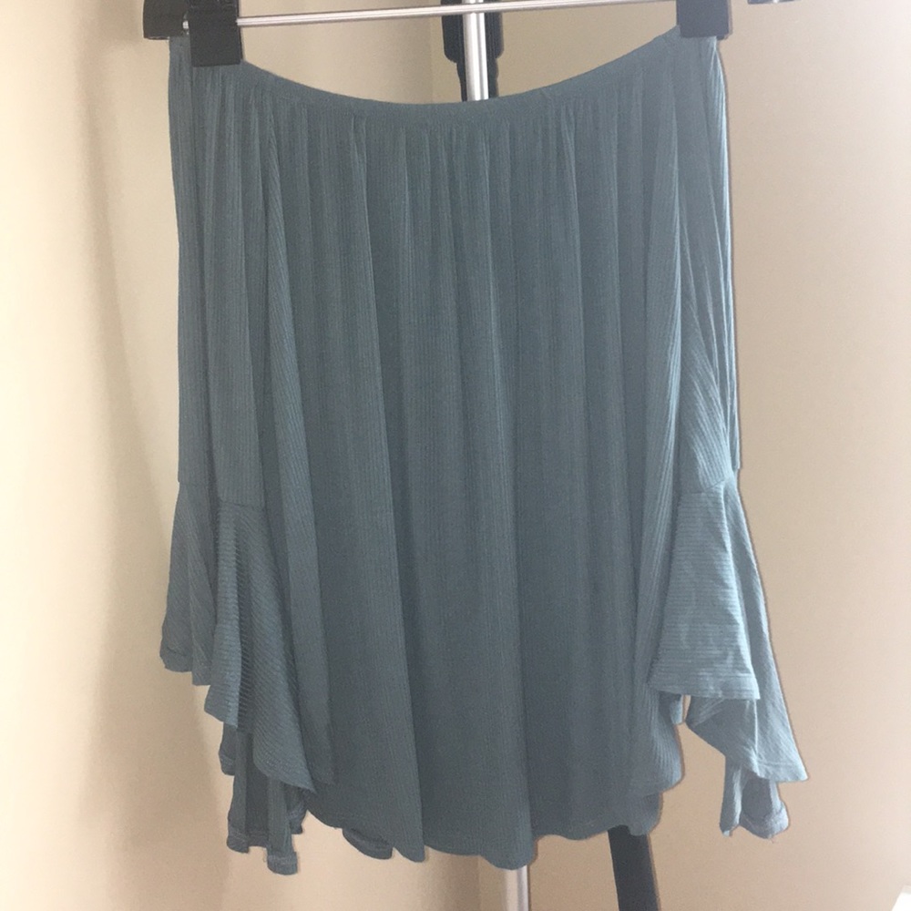 Blue green off the shoulder top
